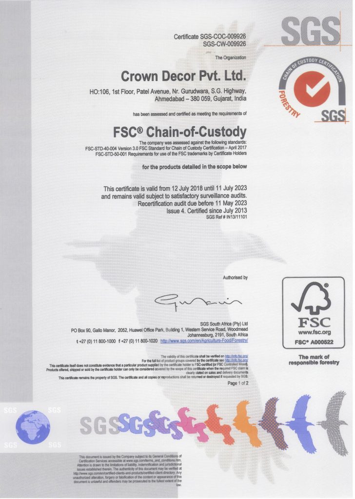 Сертификат FSC SGS